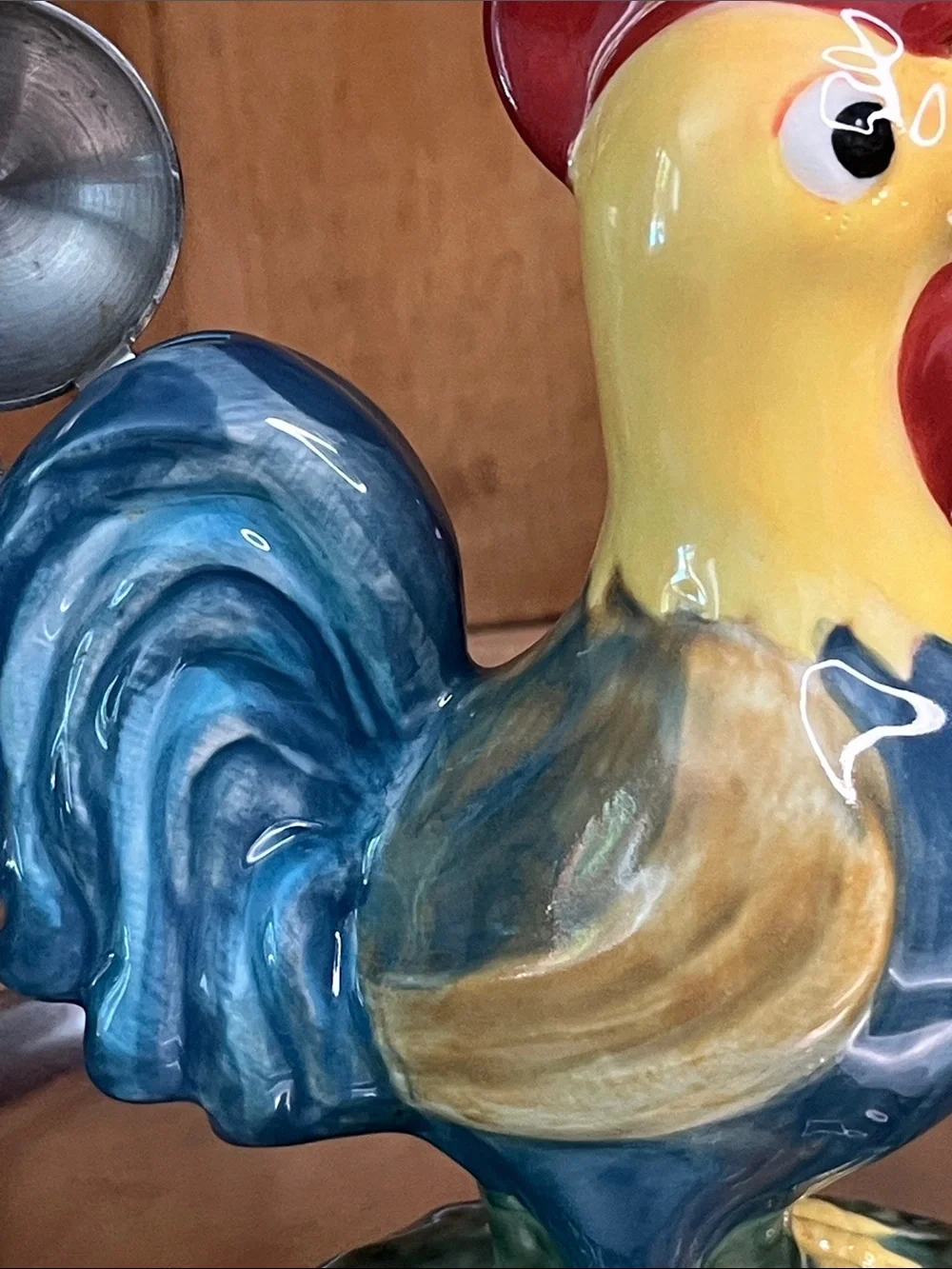 VTG- Cheerfully Colorful Ceramic Rooster Stainless Steel Measuring Spoons Holder